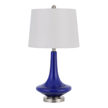 Load image into Gallery viewer, 26" Metal Two Light Bedside Table Lamps With White Globe Shade (Set of 2) - Silver