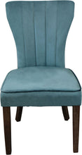 Load image into Gallery viewer, Upholstered Velvet Dining Parsons Chairs (Set of 2) - Teal Blue / Brown