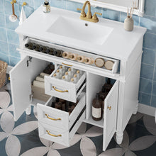 Load image into Gallery viewer, Bathroom Vanity With Sink, Flip-Out Top Drawer, Soft Close Doors, 2 Storage Drawers