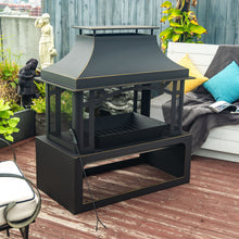 Load image into Gallery viewer, Fireplace, 50000 Btu Fire Pit, Wood Burning Chimney For Outside - Black