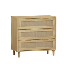 Load image into Gallery viewer, 3 Drawers Rattan Storage Cabinet Rattan Drawer, For Bedroom, Living Room, Dining Room, Hallways (Set of 2) - Oak