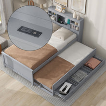 Load image into Gallery viewer, Platform Bed With Storage Headboard, USB, Trundle And 3 Drawers