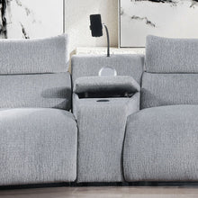 Load image into Gallery viewer, Fullar - Modular Console With Wireless Charger - Light Gary Chenille