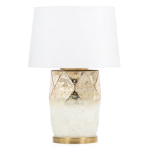 Load image into Gallery viewer, Mercury Glass Table Lamp With White Cone Shade - White And Gold