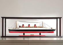Load image into Gallery viewer, Hand Painted RMS Queen Mary Medium Display Case Model Boat - Black / Red