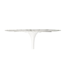 Load image into Gallery viewer, 40" Rounded Stone And Metal Pedestal Base Dining Table - White