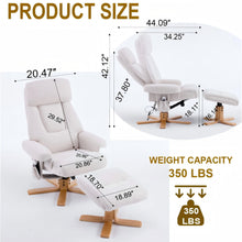 Load image into Gallery viewer, Upholstered Heated Massage 360° Swivel Accent Chair With Ottoman