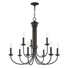 Load image into Gallery viewer, 27" Nine Light Dimmable Chandelier With Shades - Bronze