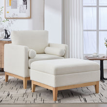 Load image into Gallery viewer, Oversized 360 Degree Swivel Barrel Accent Chair And Ottoman Set With Storage
