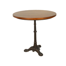 Load image into Gallery viewer, 30" Rounded Solid Wood And Iron Pedestal Base Dining Table - Chestnut