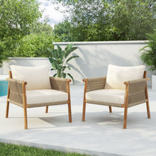Load image into Gallery viewer, Modern Outdoor Woven Lounge Chair With Solid Frame And Cushions