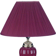 Load image into Gallery viewer, 27" Silver Ceramic Bedside Table Lamp With Magenta Empire Shade