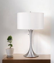 Load image into Gallery viewer, 28" Silver Metal Bedside Table Lamp With White Shade