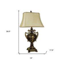 Load image into Gallery viewer, 31" Gold Bedside Lamp With Bell Shade