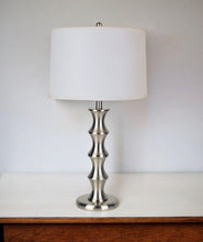 Load image into Gallery viewer, 30" Black Solid Wood Bedside Table Lamp With White Shade