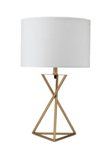 Load image into Gallery viewer, Contemporary Gold Geo Table Lamp with White Shade