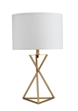 Load image into Gallery viewer, Contemporary Gold Geo Table Lamp with White Shade