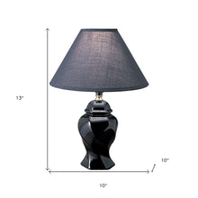Load image into Gallery viewer, 13" Black Ceramic Bedside Table Lamp With Black Shade