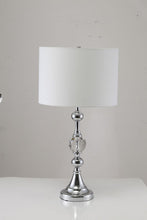 Load image into Gallery viewer, 30" Silver Metal Bedside Table Lamp With White Classic Drum Shade