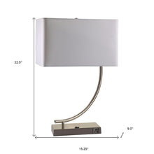Load image into Gallery viewer, 23" Silver Curved Table Lamp With White Rectangle Shade