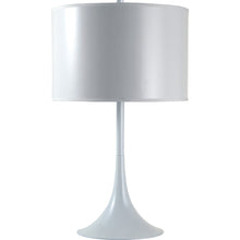 Load image into Gallery viewer, 25" White Metal Table Lamp With White Classic Drum Shade
