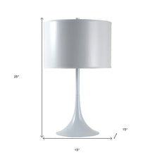 Load image into Gallery viewer, 25" White Metal Table Lamp With White Classic Drum Shade