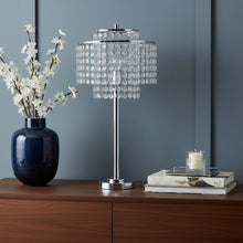 Load image into Gallery viewer, 26" Silver Glam Two Tier Chandelier USB Table Lamp