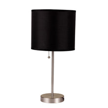 Load image into Gallery viewer, 16" Silver Metal Candlestick Table Lamp With Black Classic Drum Shade