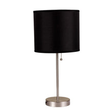 Load image into Gallery viewer, 16" Silver Metal Candlestick Table Lamp With Black Classic Drum Shade