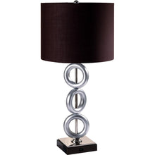 Load image into Gallery viewer, 29" Silver Ceramic Geometric Table Lamp With Brown Classic Drum Shade