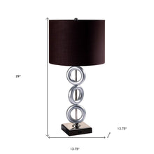 Load image into Gallery viewer, 29" Silver Ceramic Geometric Table Lamp With Brown Classic Drum Shade