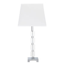 Load image into Gallery viewer, 25" Crystal Geo Cubed Table Lamp With White Sharp Corner Square Tapered Shade