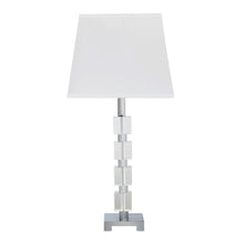 Load image into Gallery viewer, 25" Crystal Geo Cubed Table Lamp With White Sharp Corner Square Tapered Shade