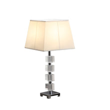Load image into Gallery viewer, 25" Crystal Geo Cubed Table Lamp With White Sharp Corner Square Tapered Shade
