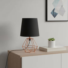 Load image into Gallery viewer, 11" Copper Bedside Table Lamp With Black Empire Shade