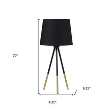 Load image into Gallery viewer, 20" Gold Tripod Table Lamp With Black Empire Shade