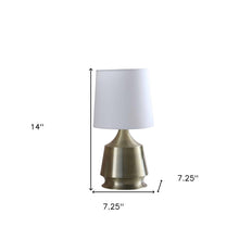 Load image into Gallery viewer, 14" Brass Bedside Table Lamp With White Empire Shade