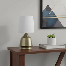 Load image into Gallery viewer, 14" Brass Bedside Table Lamp With White Empire Shade