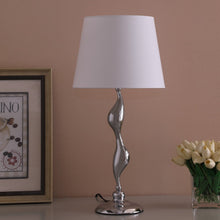 Load image into Gallery viewer, 24" Silver Bedside Table Lamp With White Empire Shade