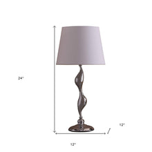 Load image into Gallery viewer, 24" Silver Bedside Table Lamp With White Empire Shade