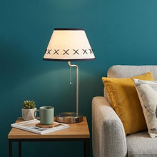 Load image into Gallery viewer, 20" Silver Bedside Table Lamp With Off White Empire Shade