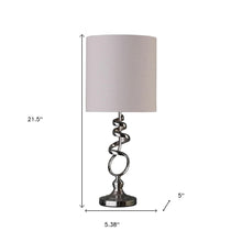 Load image into Gallery viewer, 22" Nickel Bedside Table Lamp With Off White Drum Shade