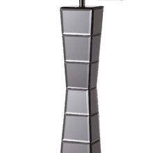 Load image into Gallery viewer, Black Glass Tower Table Lamp with Beige Fabric Shade