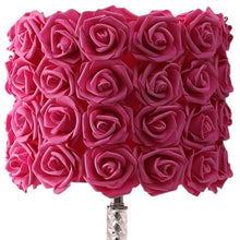 Load image into Gallery viewer, 18" Silver Bedside Led Table Lamp With Red Flowers Drum Shade