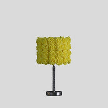 Load image into Gallery viewer, 18" Silver Bedside Table Lamp With Yellow Flowers Drum Shade