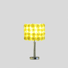 Load image into Gallery viewer, 18" Silver Bedside Table Lamp With Yellow Flowers Drum Shade