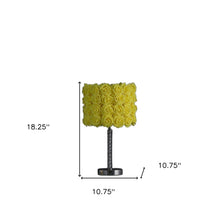 Load image into Gallery viewer, 18" Silver Bedside Table Lamp With Yellow Flowers Drum Shade