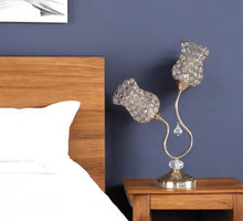 Load image into Gallery viewer, 19" Gold Two Light Bedside Table Lamp With Clear Novelty Shade
