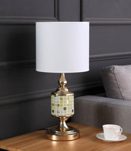 Load image into Gallery viewer, 23" Gold Bedside Table Lamp With White Drum Shade