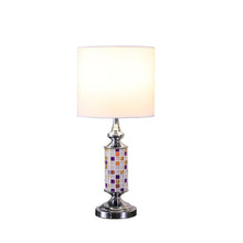 Load image into Gallery viewer, 24" Silver Bedside Table Lamp With White Drum Shade